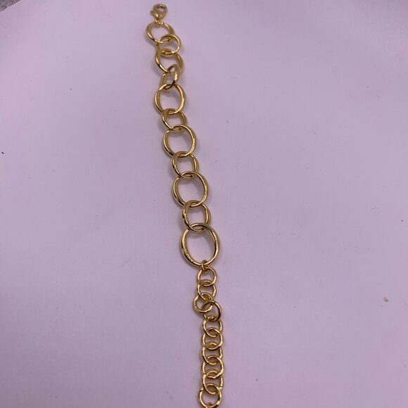 BAYOU W/LOVE LINK BRASS PLATED 14K GOLD BRACELET - Picture 2 of 4